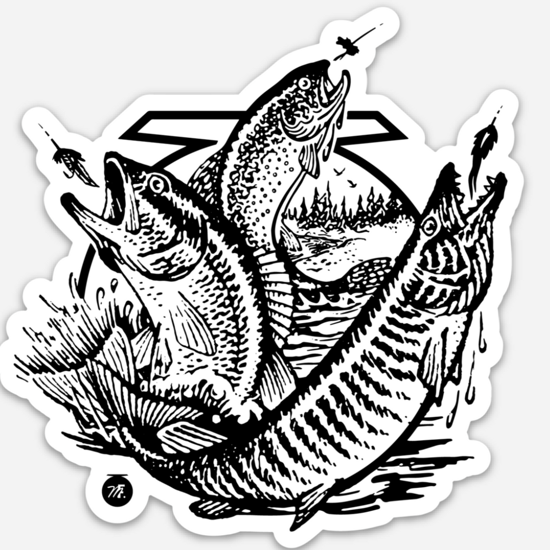 Trío Musky Fool Midwest Pegatina