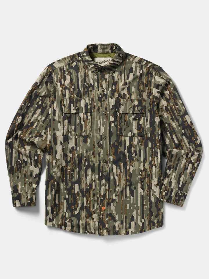 Duck Camp Men’s Lightweight Hunting Shirt Long Sleeve in Woodland Camo