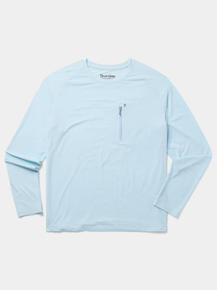 Duck Camp Men’s Lightweight Performance drirelease Crew Shirt in Ice Water Blue - New!