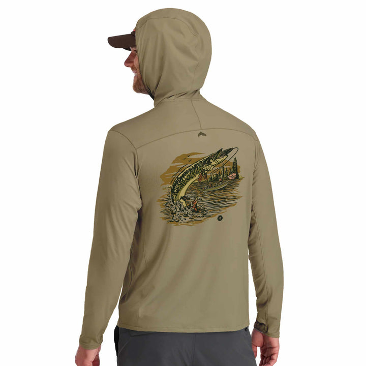 Musky Fool x Simms Men's SolarFlex® Hoody - Vintage Musky Design / Bay Leaf